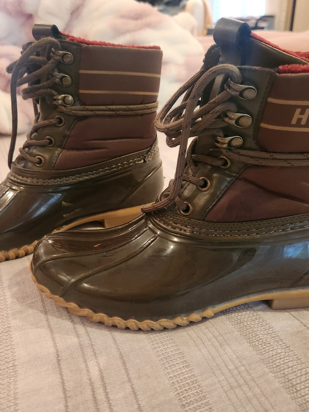 Tommy Hilfiger Brown Lace-Up Duck Boots